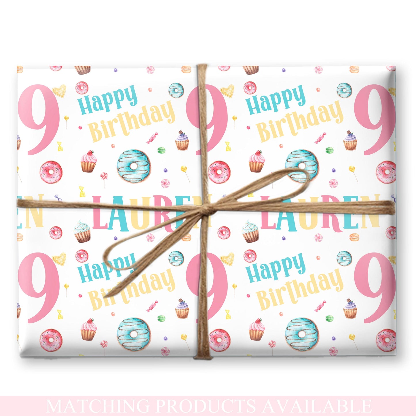 Personalised Gift Wrap | Personalised Birthday Wrapping Paper | Personalised Gift Wrap | Fun Gift Wrap | Donuts Sweet Treats Design
