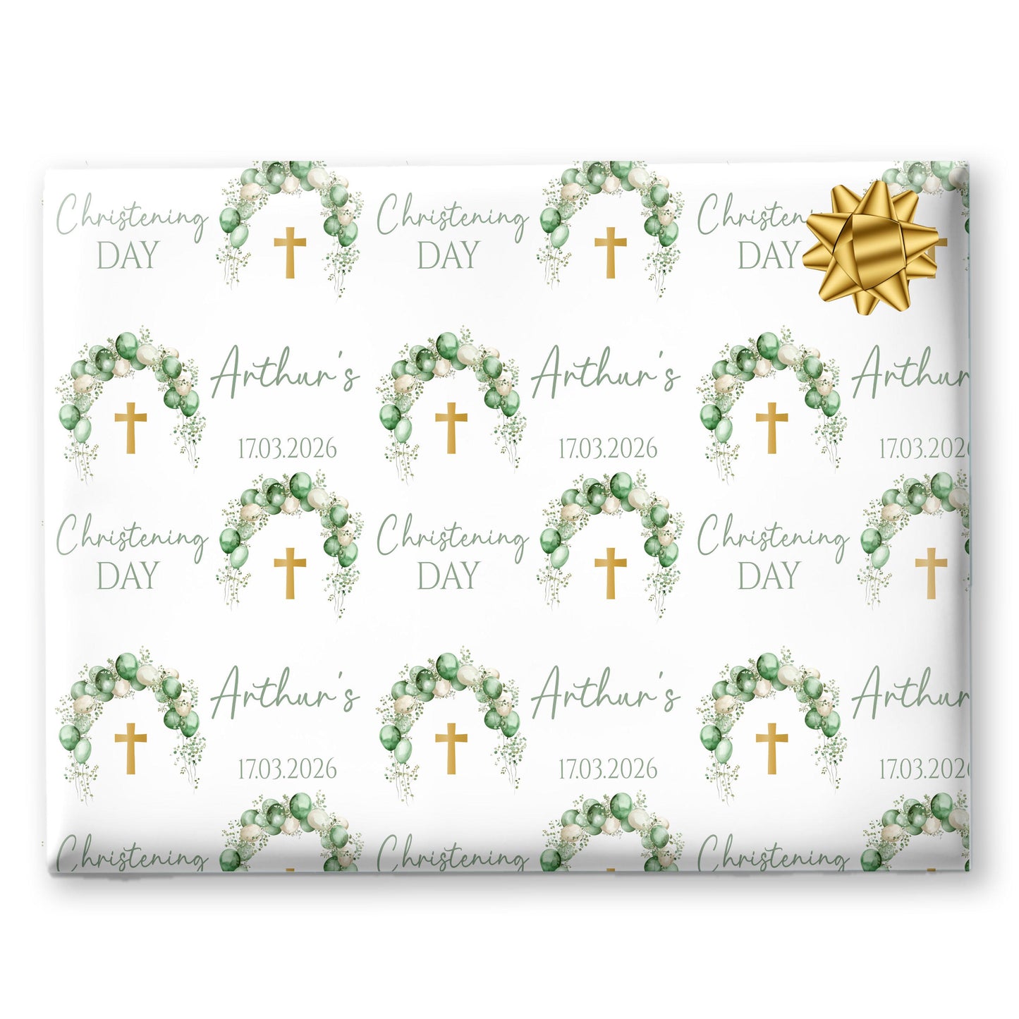 Personalised Christening Wrapping Paper, Baptism gift wrap, christening present