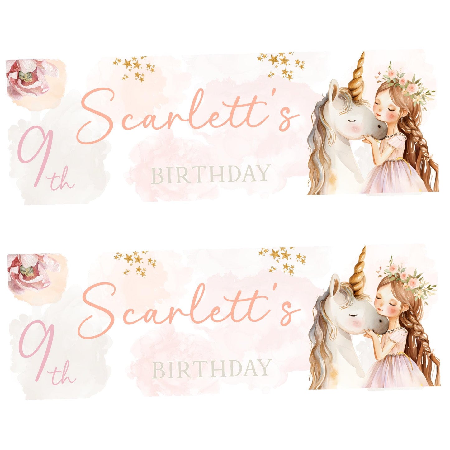 Personalised Happy Birthday Party Banner, Party Decor, Add Name Age, Unicorn Theme