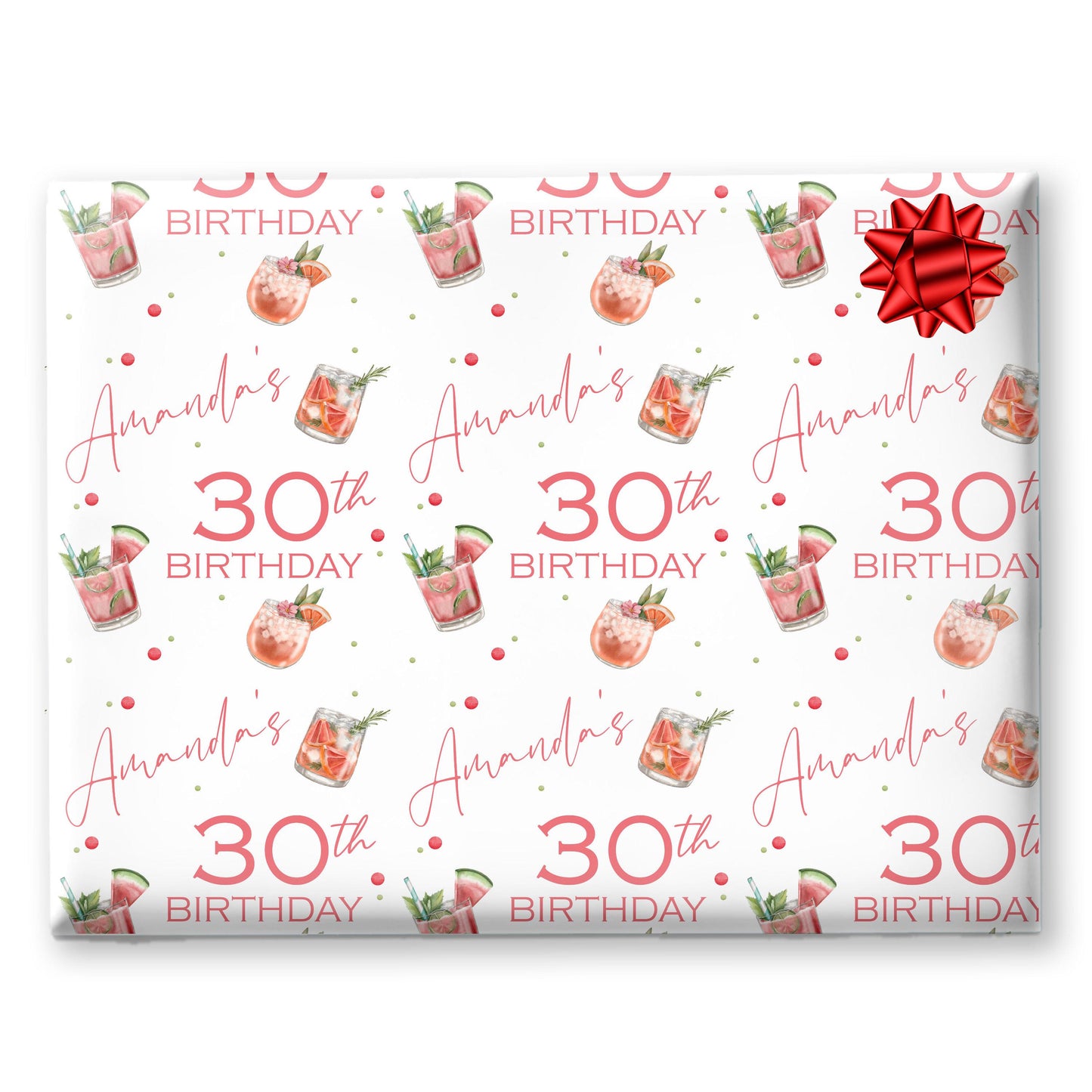 Personalised Birthday Wrapping Paper, Cocktail gift wrap, Funny Gift Wrap, Quirky wrapping paper