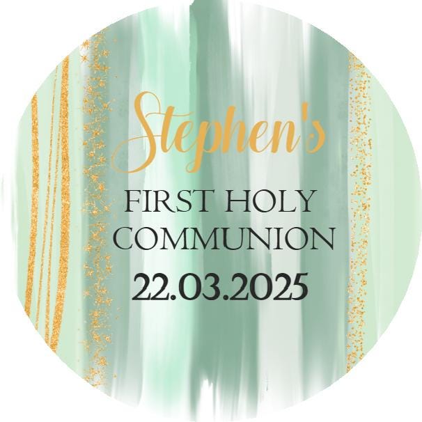 Personalised First Holy Communion Stickers, Party Bag Stickers, Sweet Cone Bags