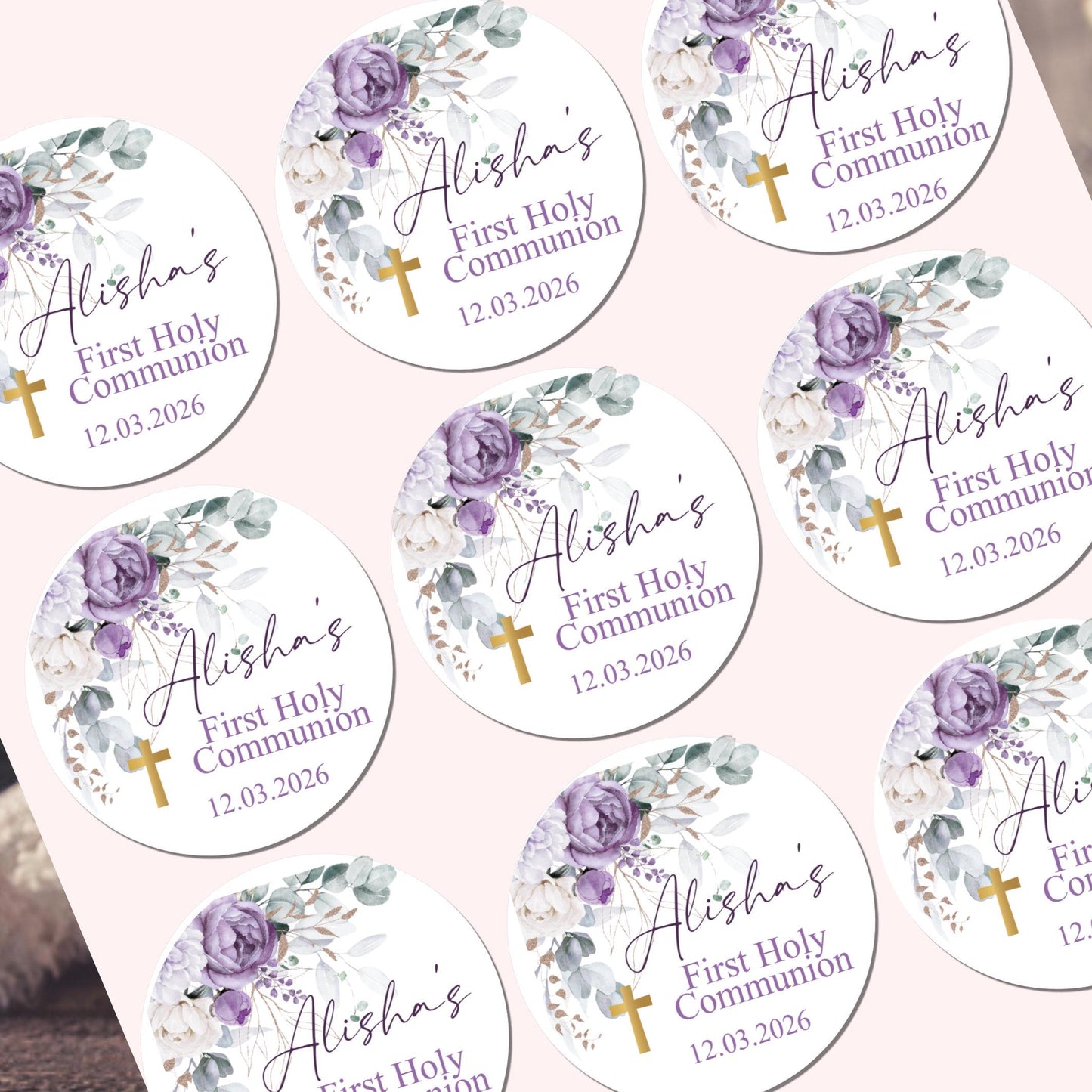 Personalized First Holy Communion Stickers, Party Favor Labels, Confirmation, Christening stickers