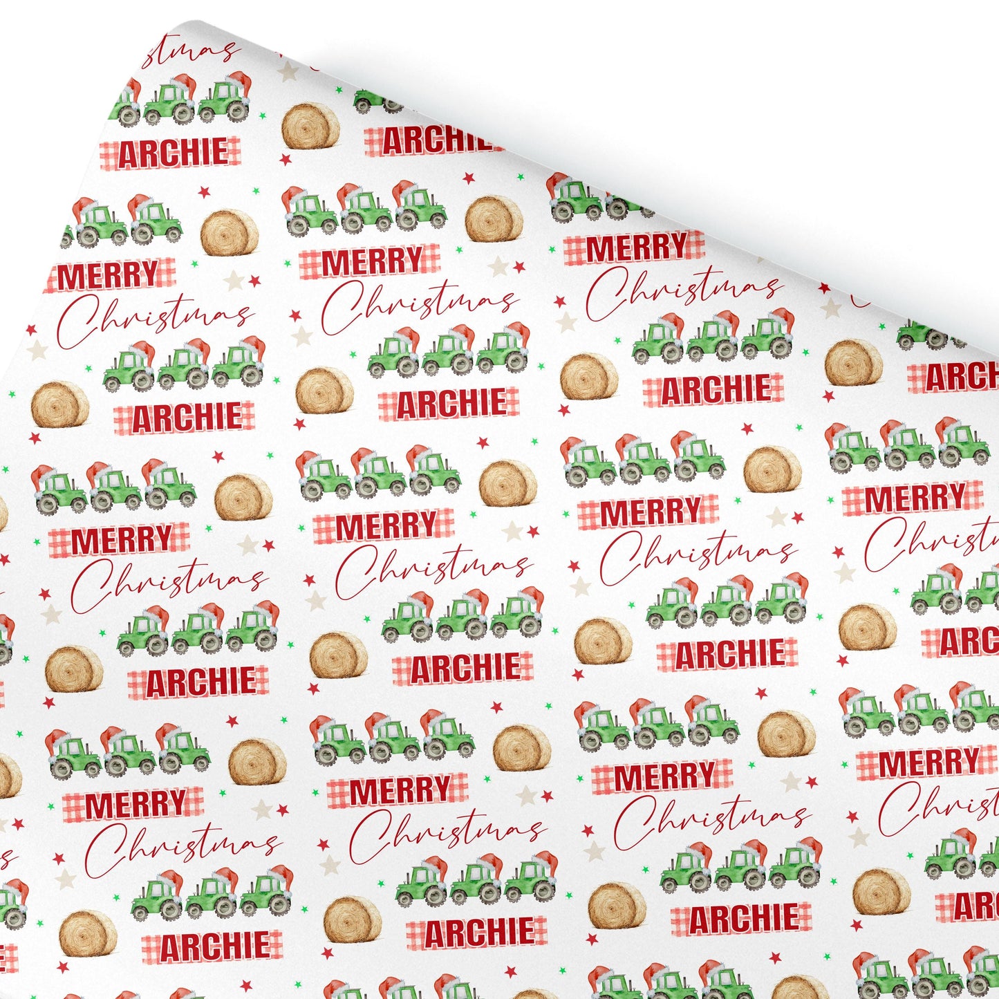 Personalised Christmas Gift Wrap – Children’s Tractor Design Wrapping Paper