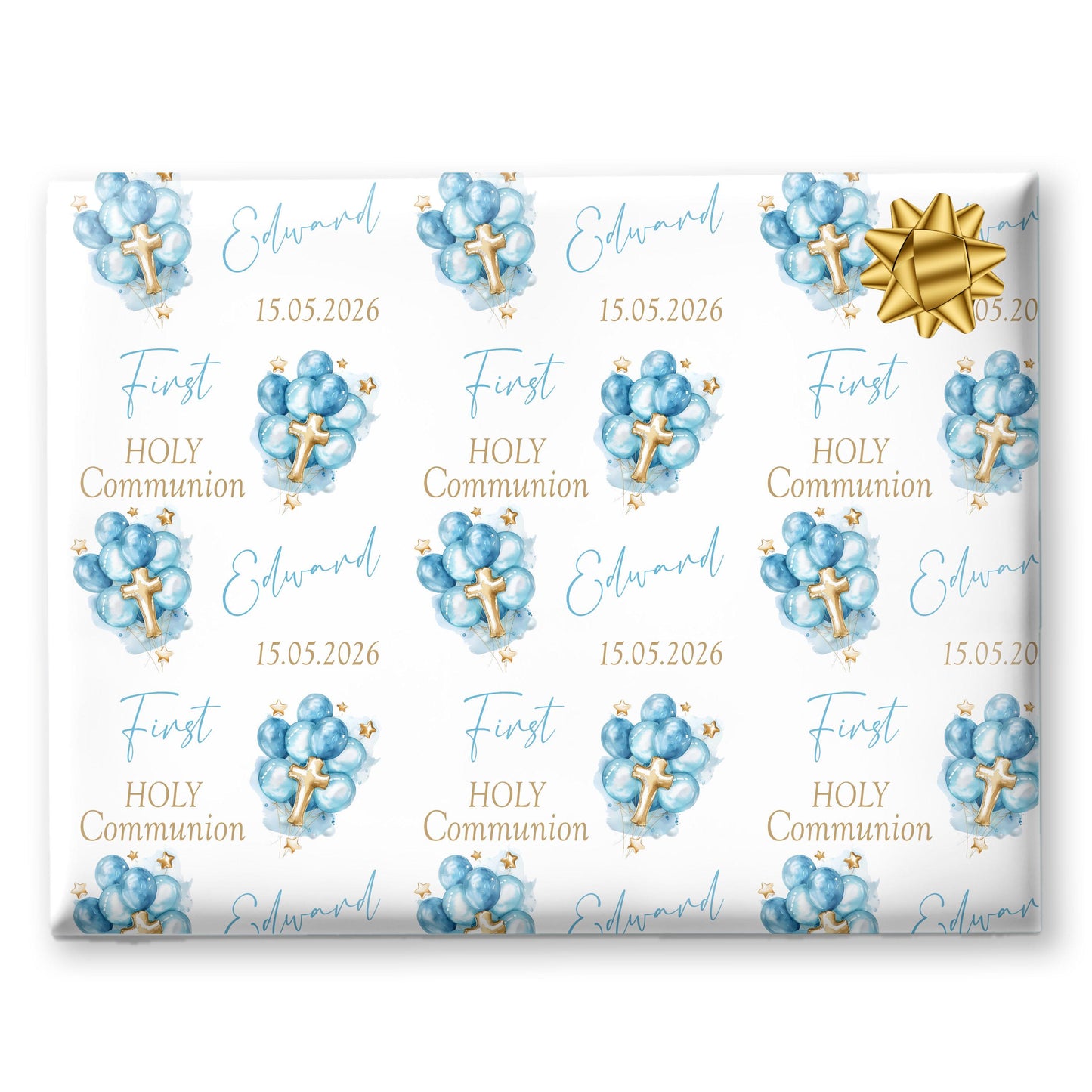 First Holy Communion Wrapping Paper – Personalised with Name & Date