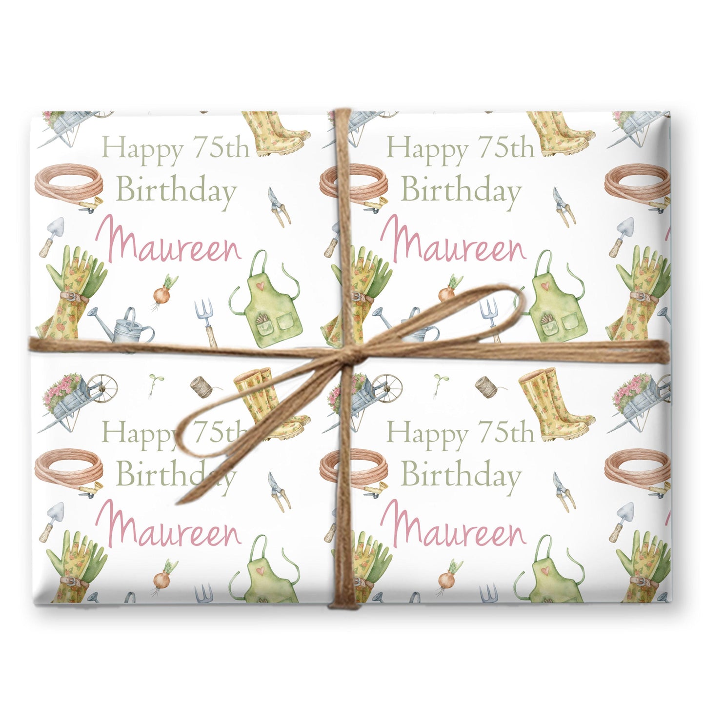 Personalised Gardening Gift Wrapping Paper – Custom Name & Floral Garden Design for Plant Lovers