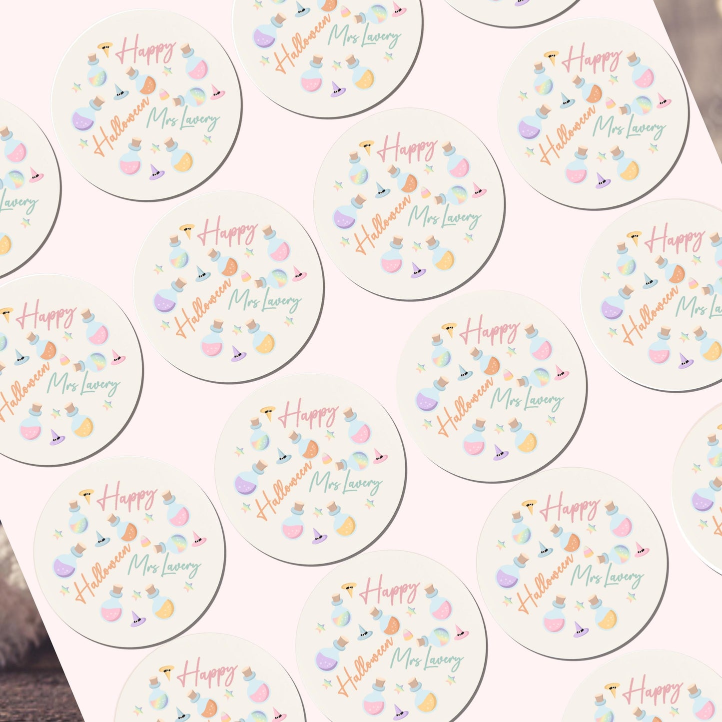 Personalised Halloween Stickers Pastel Labels for Treat Bag Trick or Treat Pastel stickers Potions