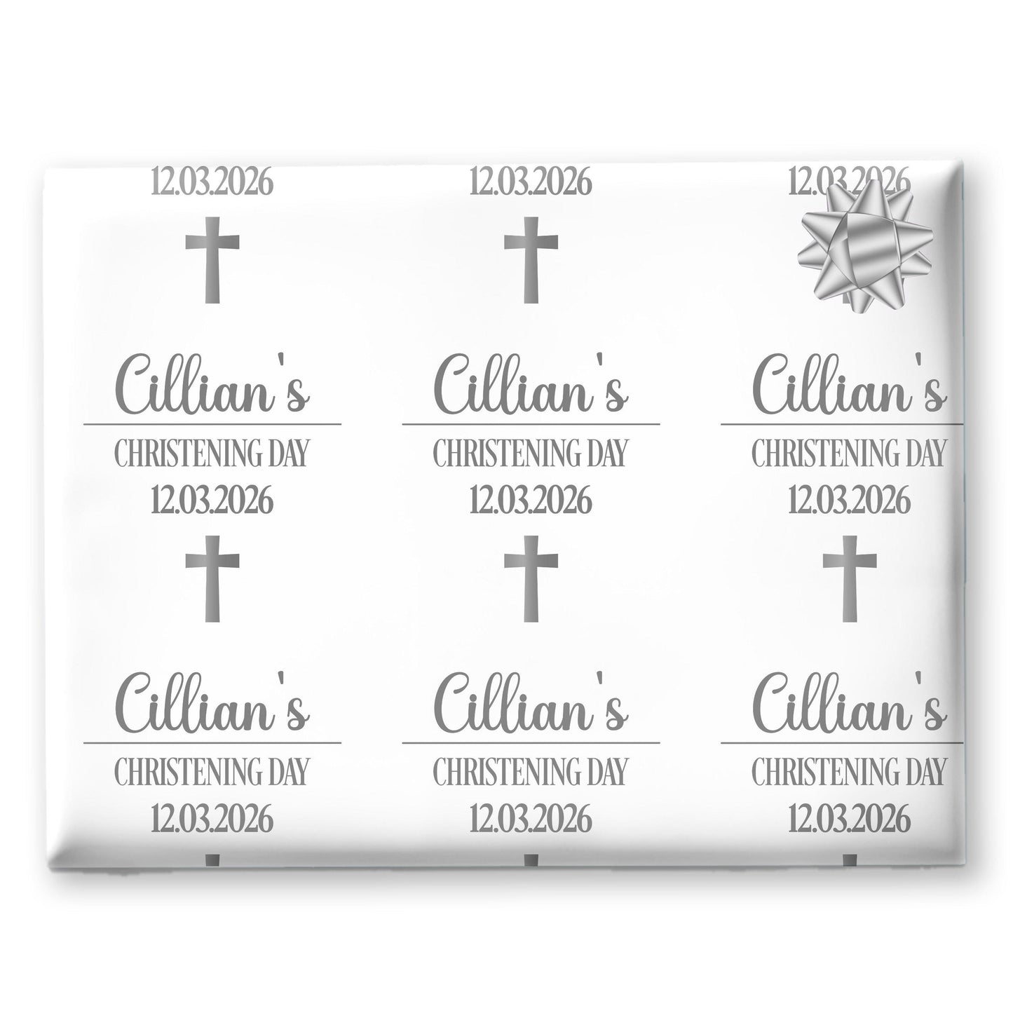 Personalised Christening Wrapping Paper – Custom Name Gift Wrap for Girl