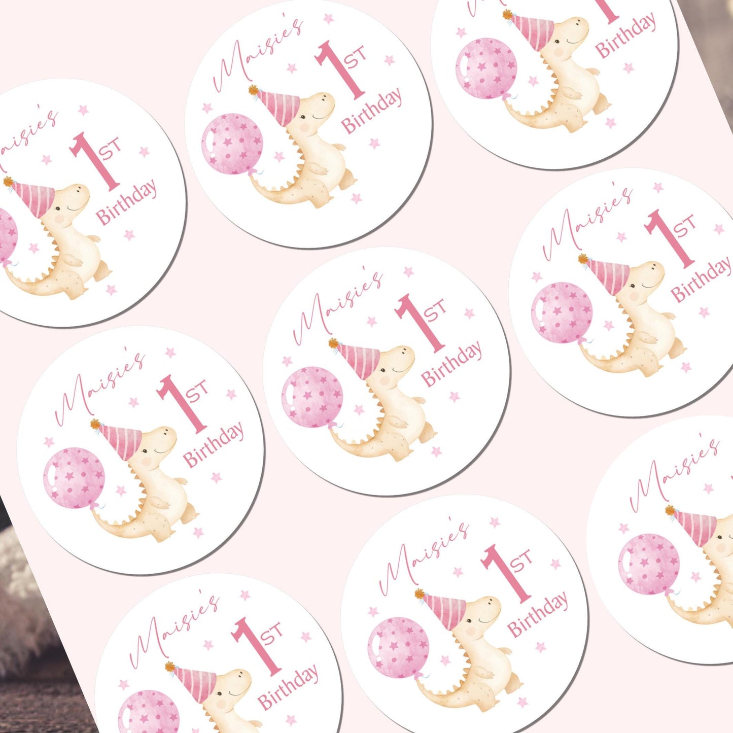 Personalized Dinosaur Birthday Party Stickers, Favor Bag Labels, Party Sweet cones