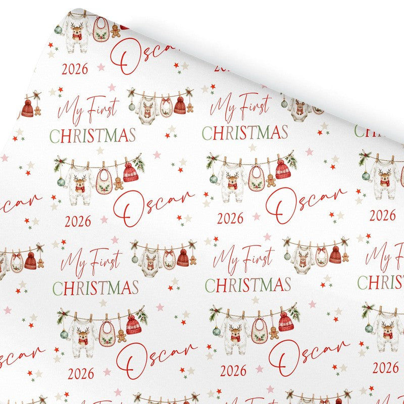 First Christmas Wrapping Paper, Baby's 1st Christmas Gift Wrap