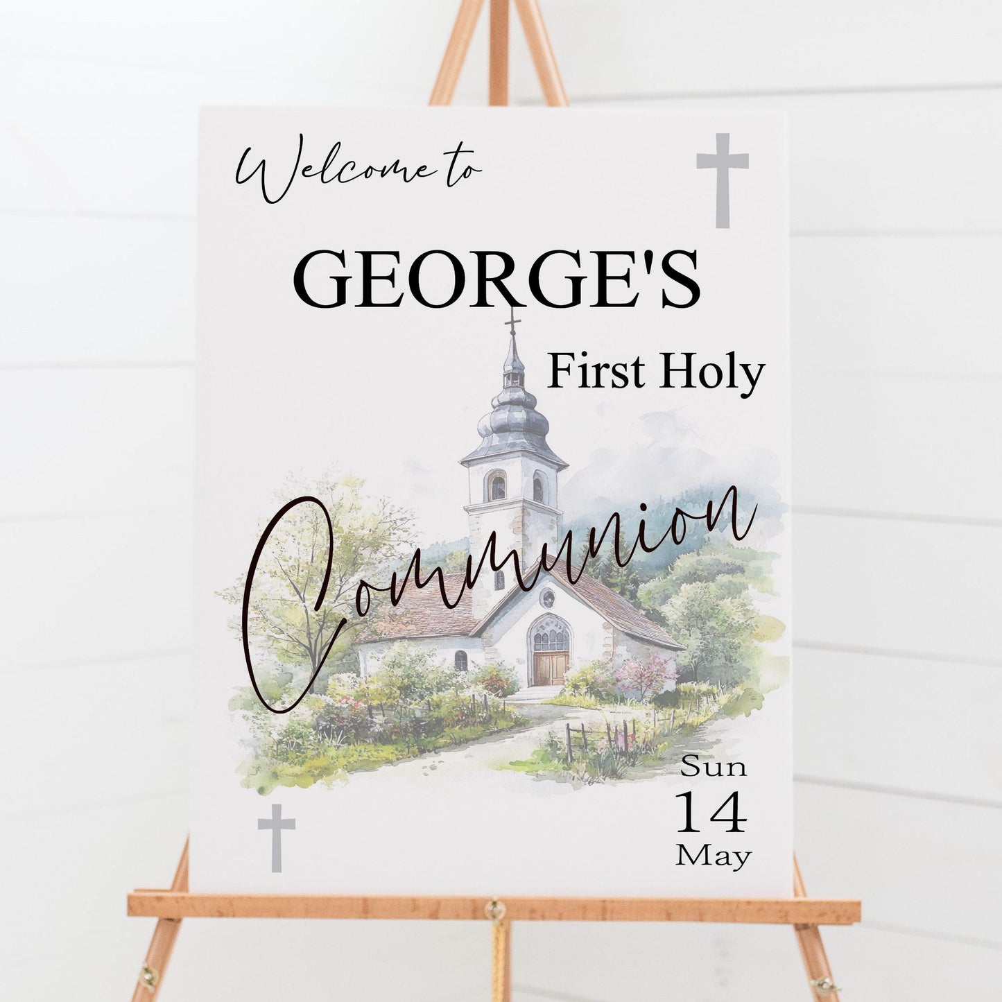 Personalised First Holy Communion Welcome Sign, Custom Baptism & Christening Sign