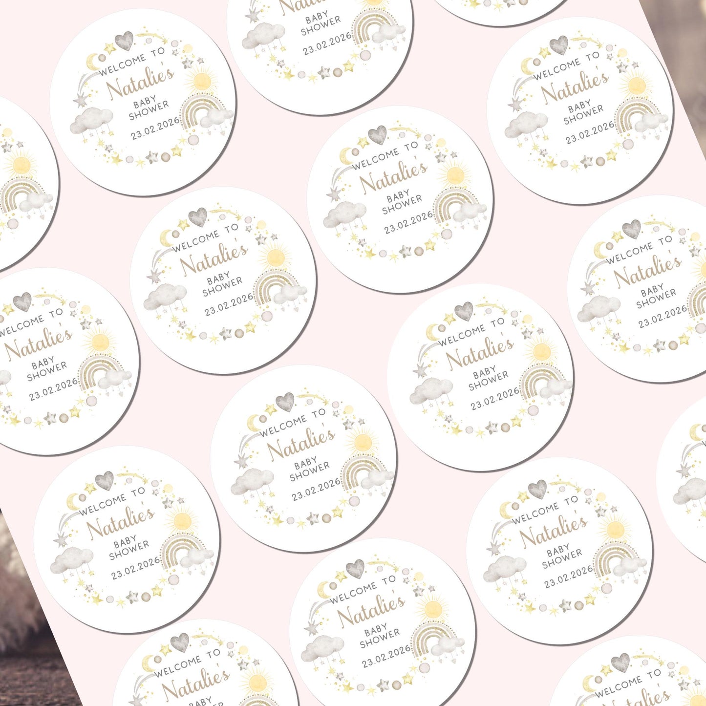 Personalised Baby Shower Stickers for Favours Party Bags Mum to be stickers Baby Stickers