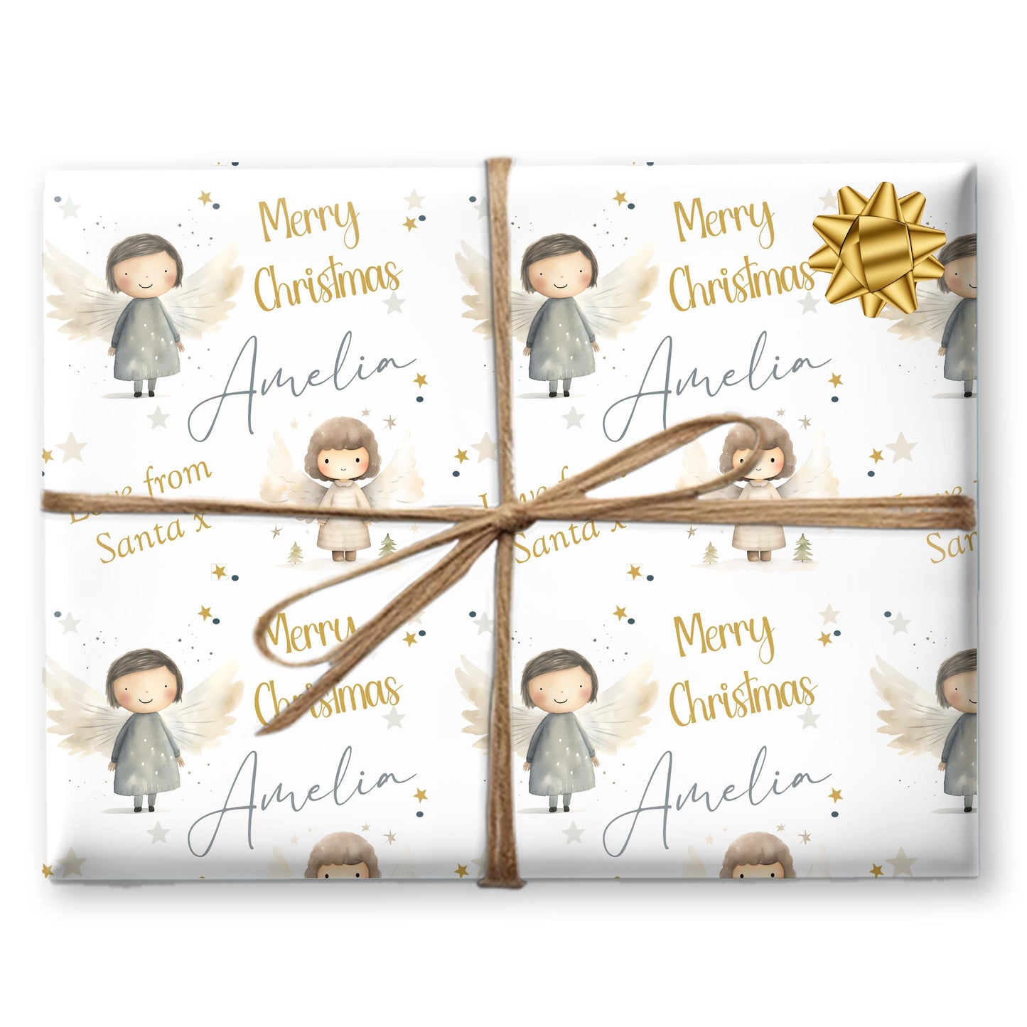 Childrens Gift Wrap Wrapping Paper, Cute Reindeers, Personalised Girls Paper, Novelty Gift Wrap Roll