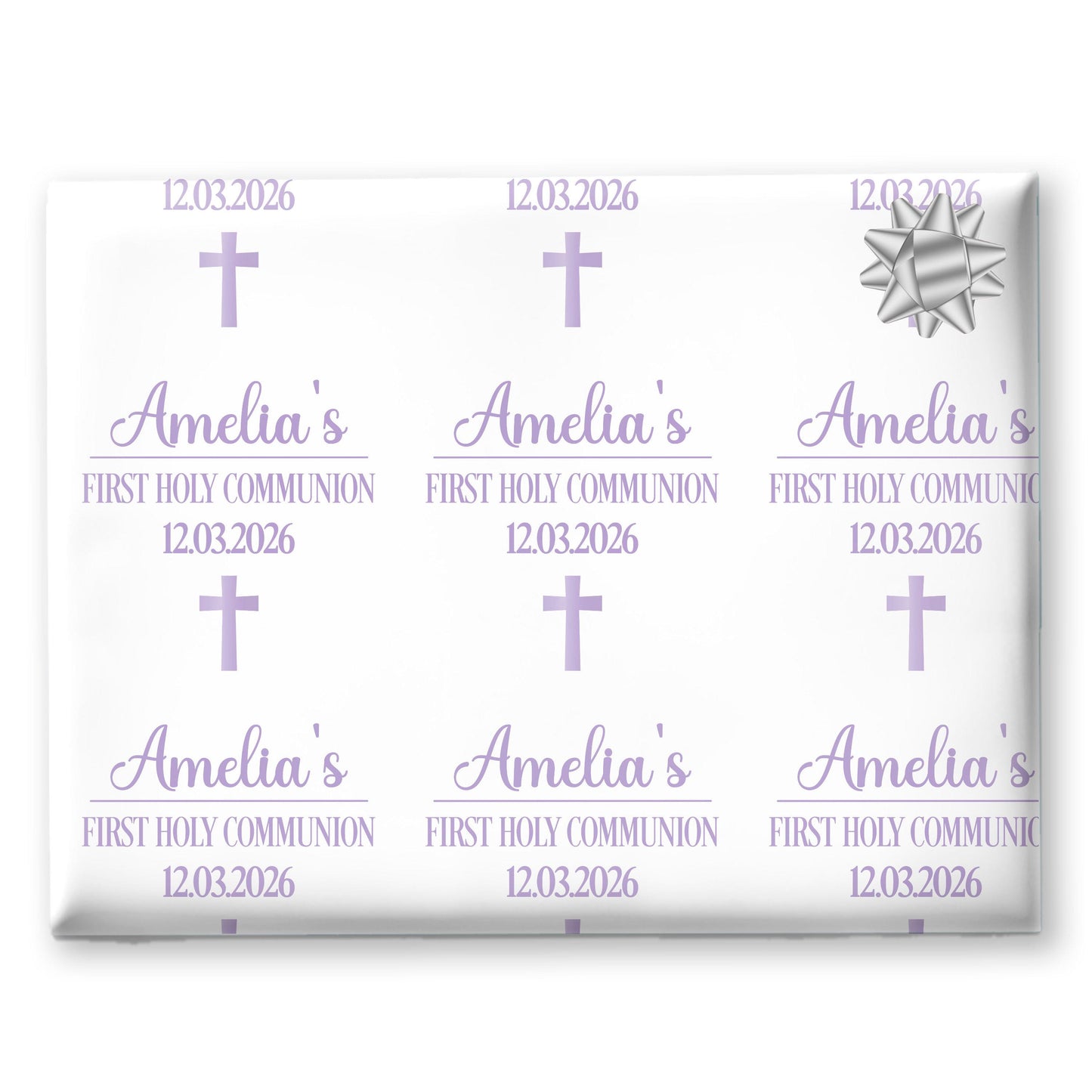 Personalised Christening Wrapping Paper – Custom Name Gift Wrap for Girl