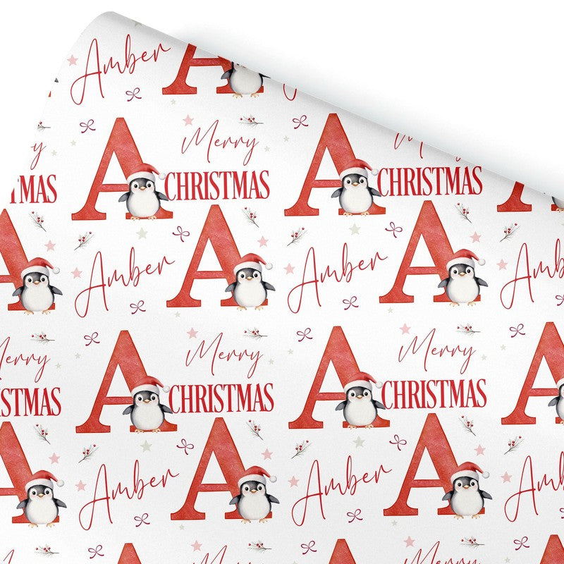 Christmas Wrapping Paper, Initial Christmas Gift Wrap