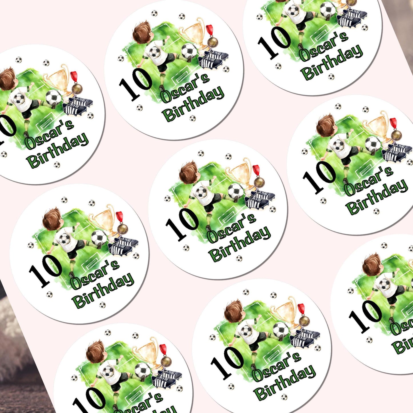 Personalised Football Birthday Stickers for Children's Party Bags