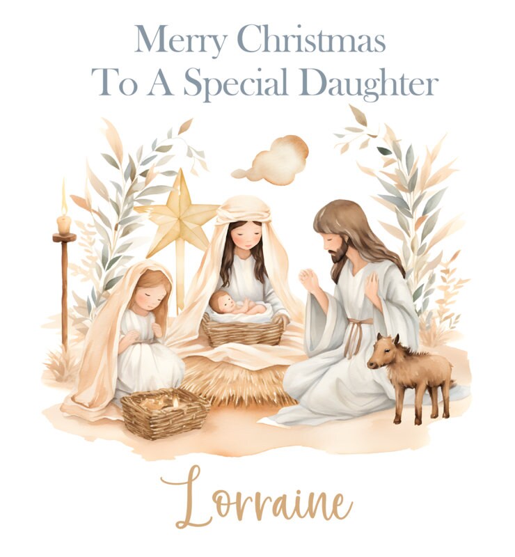 Personalised Christmas Gift Bag, Christmas Nativity, Religious Christmas, Festive Gift Wrapping Bags, Family Christmas Gift Bag