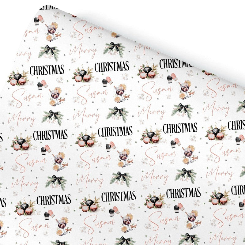 Christmas Gift Wrapping Paper, Personalised Gift Wrap for Her For Him