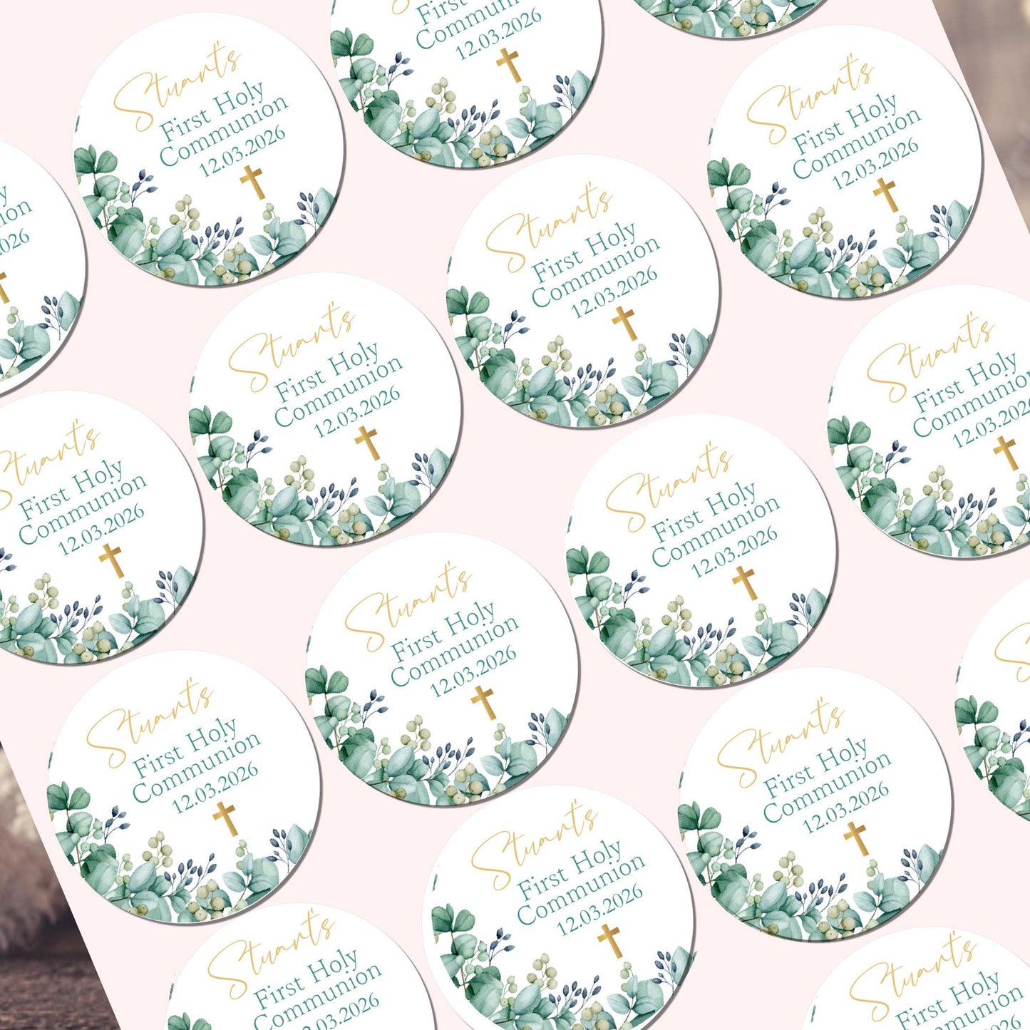 Personalized First Holy Communion Stickers, Party Favor Labels, Confirmation, Christening stickers