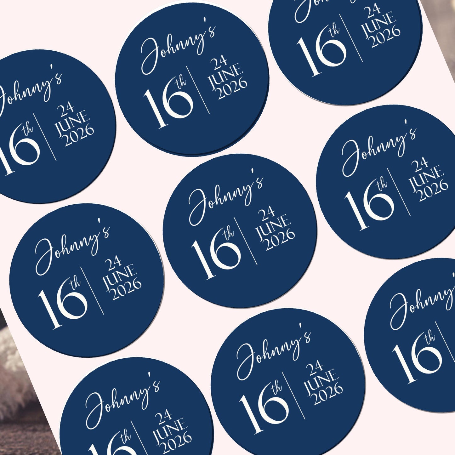 Personalised Watercolour Birthday Stickers for Party Bags (Custom Text)