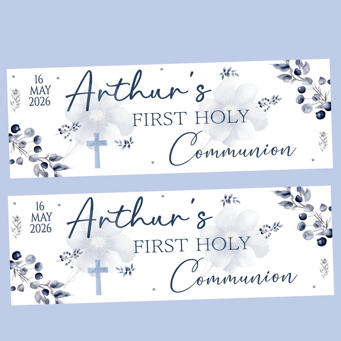 Personalised First Holy Communion Banner, Baptism Confirmation Party Decor
