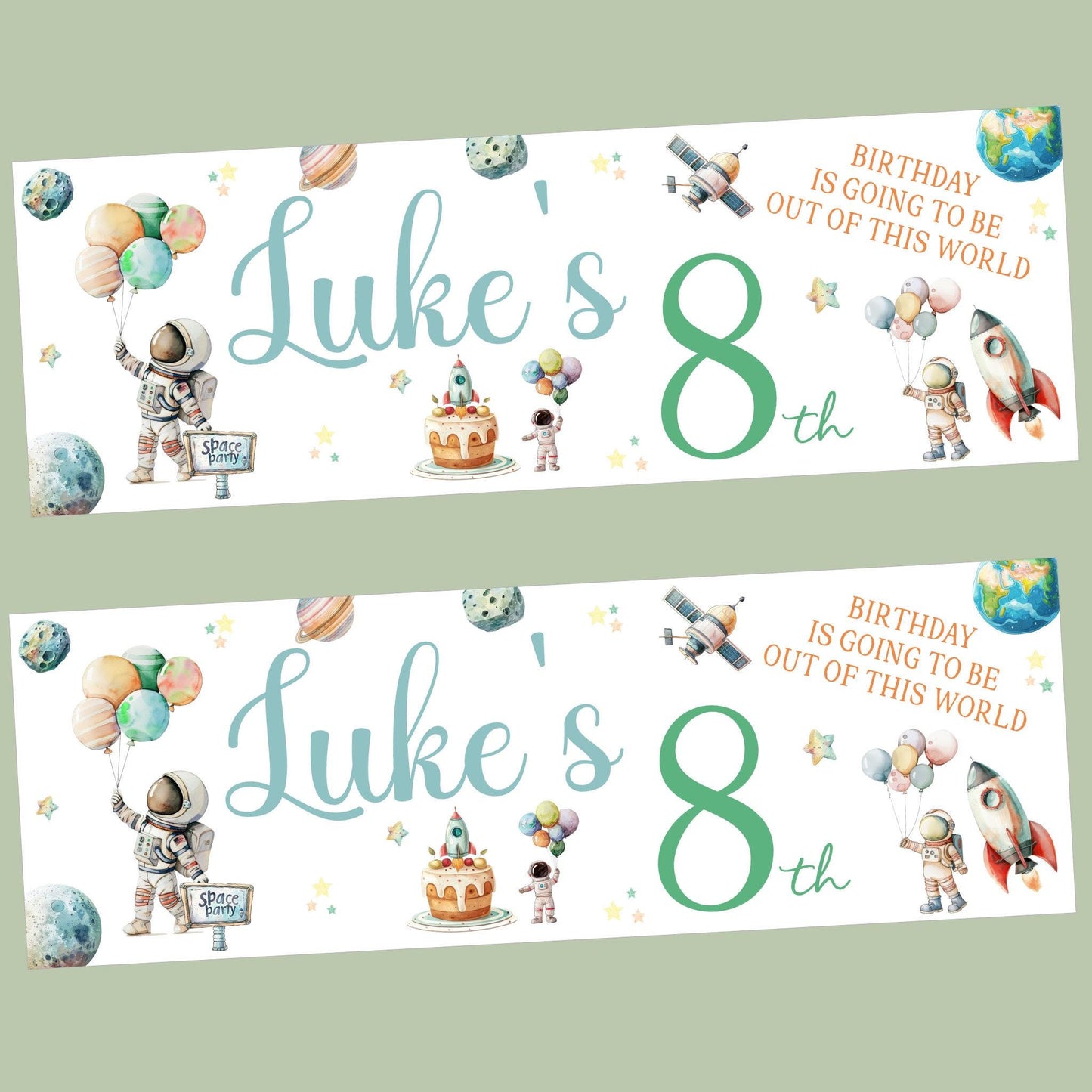 Personalised Happy Birthday Party Banner, Party Decor, Add Name Age, Space Theme