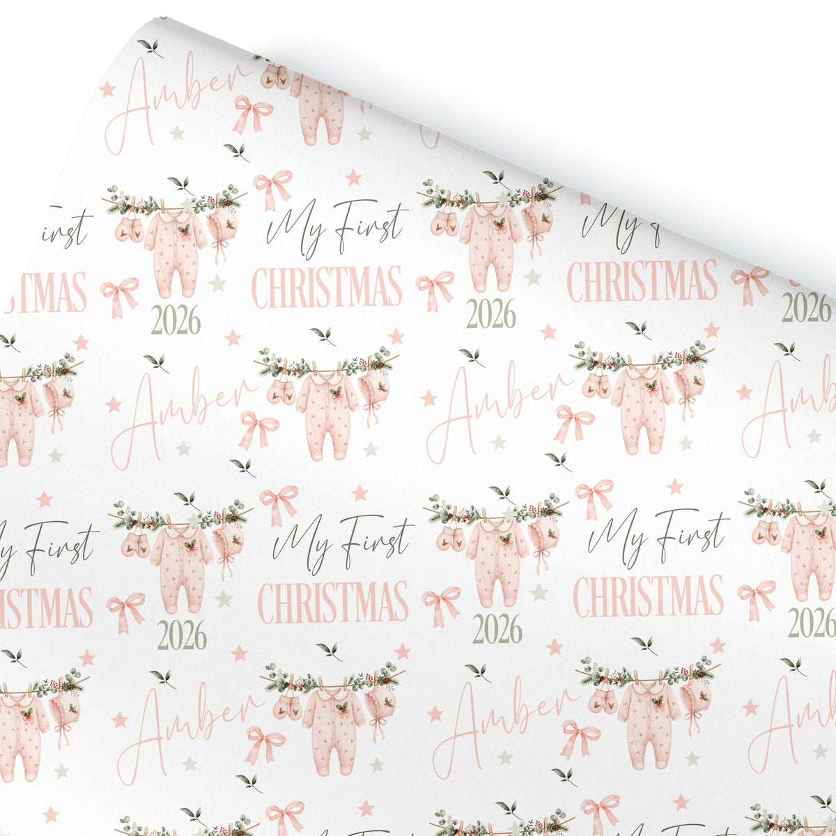 First Christmas Wrapping Paper, Baby's 1st Christmas Gift Wrap