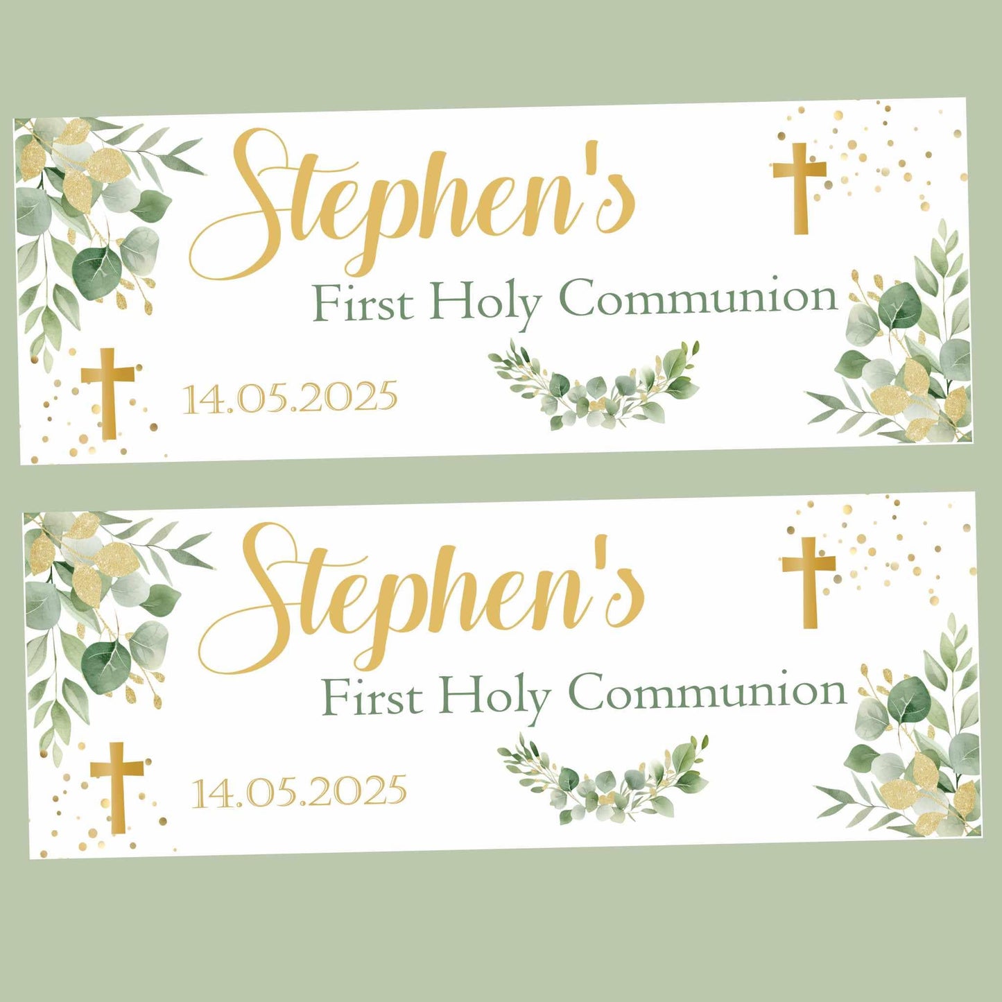 First Holy Communion Personalised Party Banners, Party Decor, Wall Decoration, 1st Communion or Confirmation