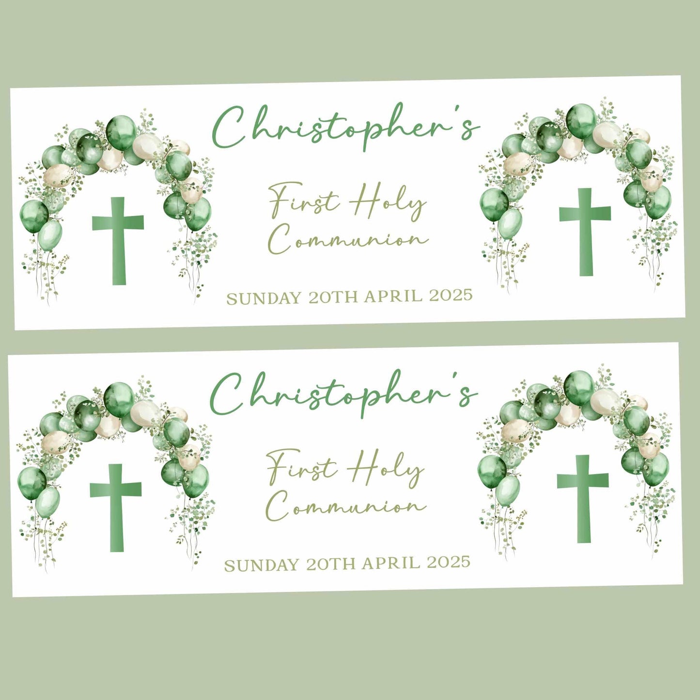 First Holy Communion Personalised Party Banners, Party Decor, Wall Decoration, 1st Communion or Confirmation