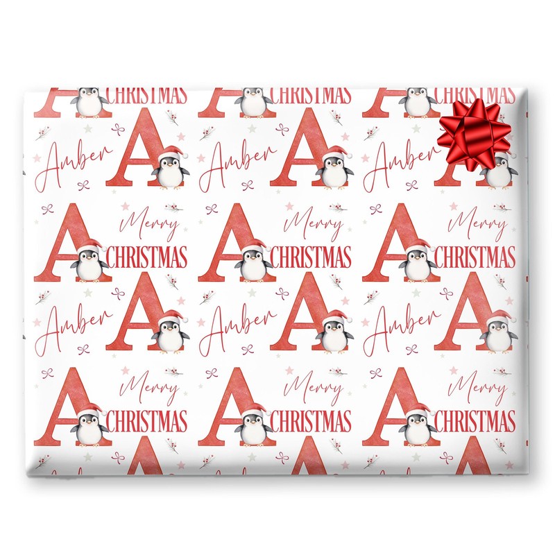 Christmas Wrapping Paper, Initial Christmas Gift Wrap