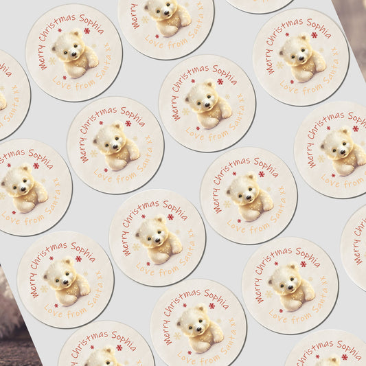 Personalised Christmas Stickers for Gift Present Wrapping Tags Polar Bear gift tags