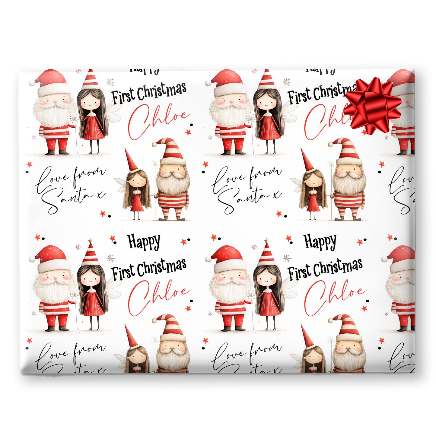 Personalised Santa Gift Wrap | Personalised Christmas Wrapping Paper | Personalised Gift Wrap | Fun Gift Wrap | Santa Claus Fairy