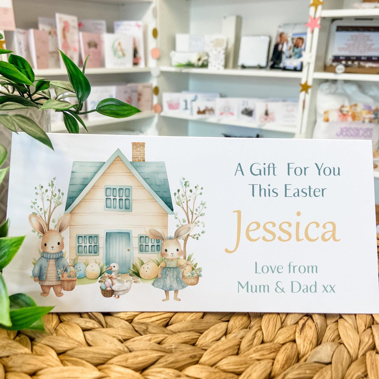 Personalised Easter Card Money Gift Wallet Easter Bunny Daughter Grandson Niece Nephew Family Easter