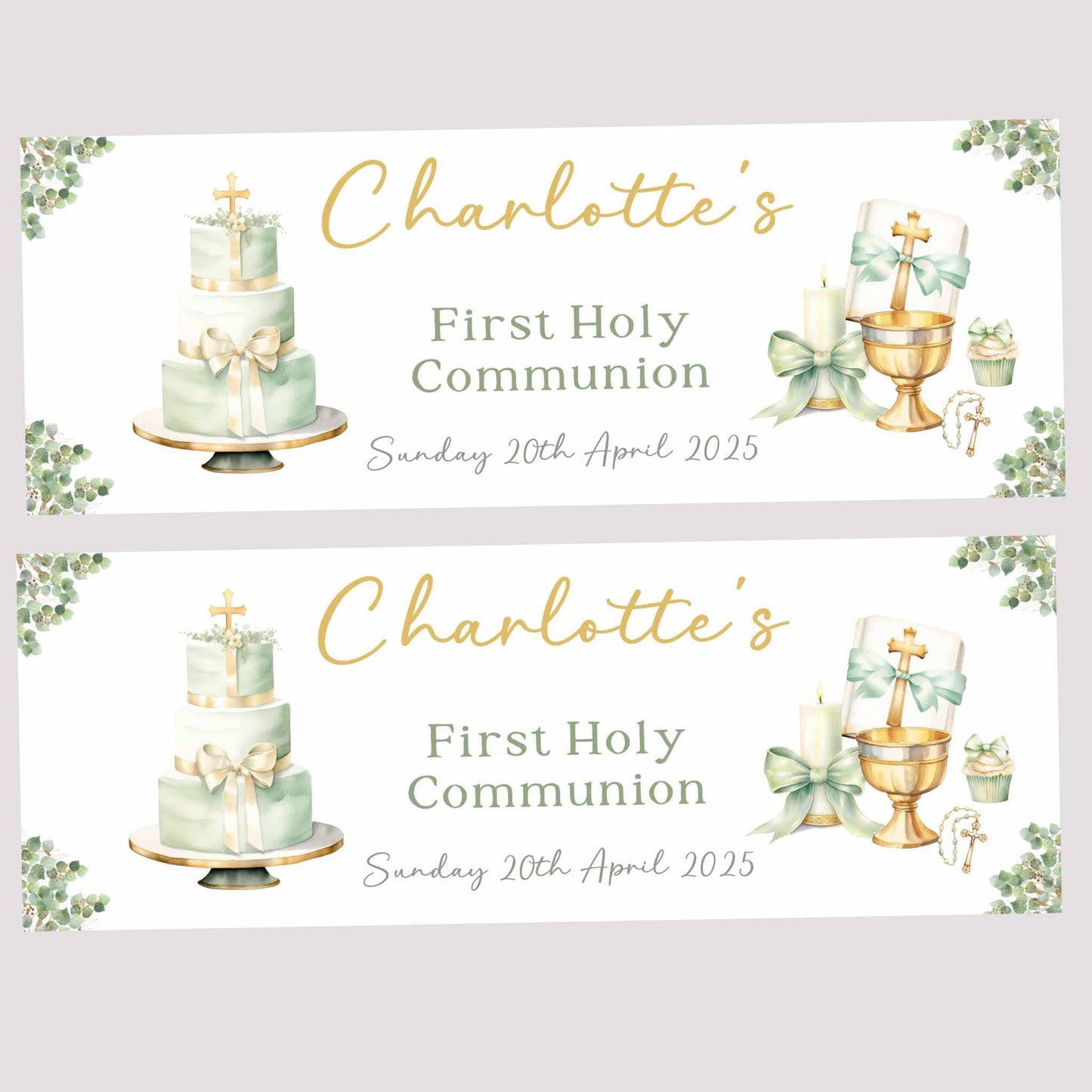 First Holy Communion Personalised Party Banners, Party Decor, Wall Decoration, 1st Communion or Confirmation