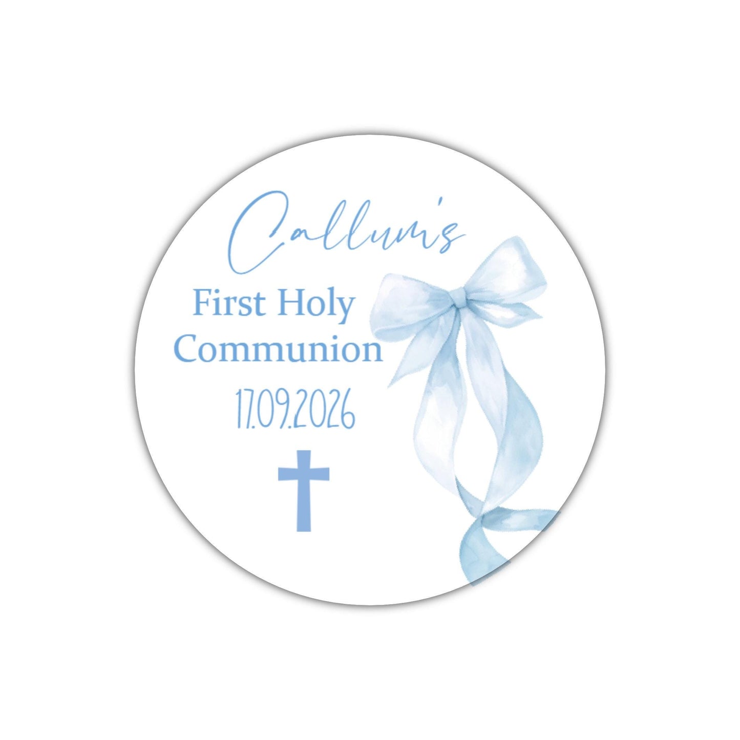 Personalized First Holy Communion Stickers, Pink Bow Party Favors Confirmation Stickers