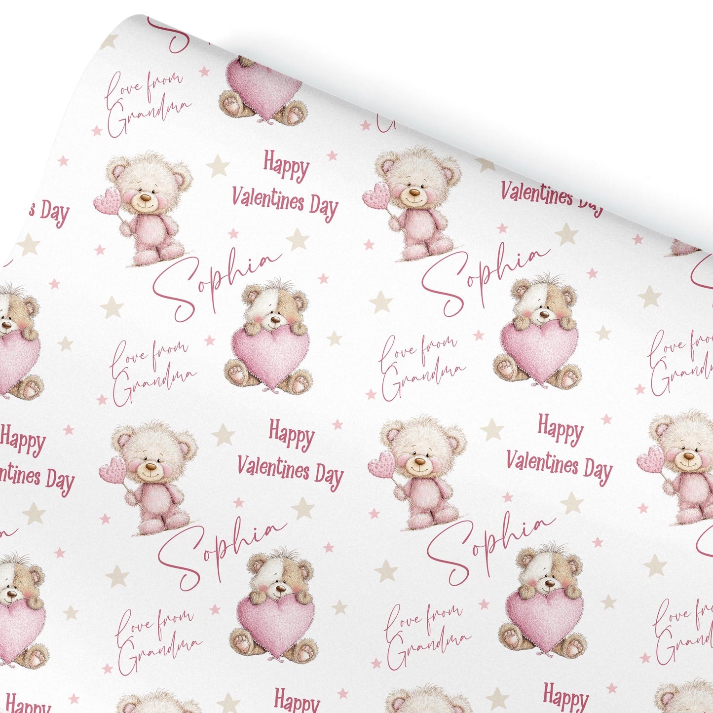 Personalised Teddy bear Wrapping Paper, Custom Gift Wrap for Kids & Baby Birthday Baby Shower and Kids Gift Wrap Christening wrapping paper