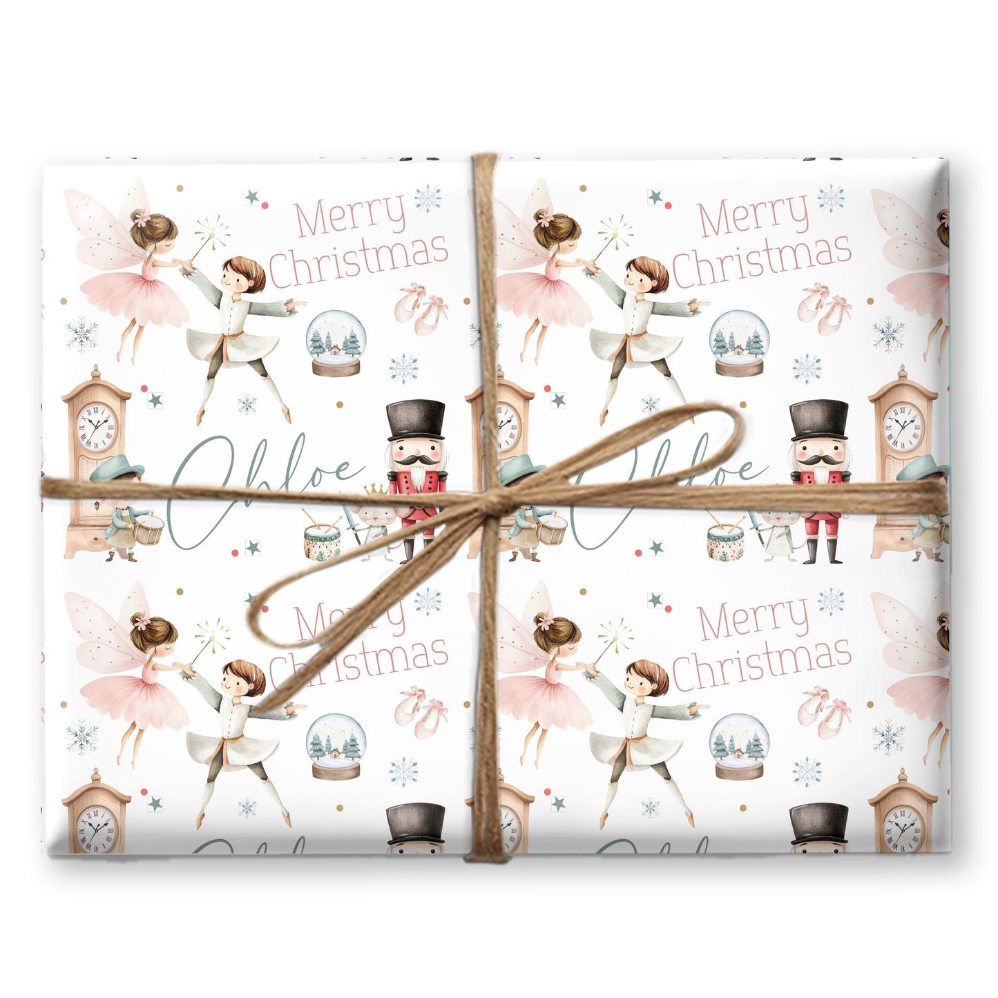 Personalised Fairy Christmas Nutcracker Wrapping Paper| Personalised Christmas Wrapping Paper | Personalised Gift Wrap | Cute Fairy & Prince
