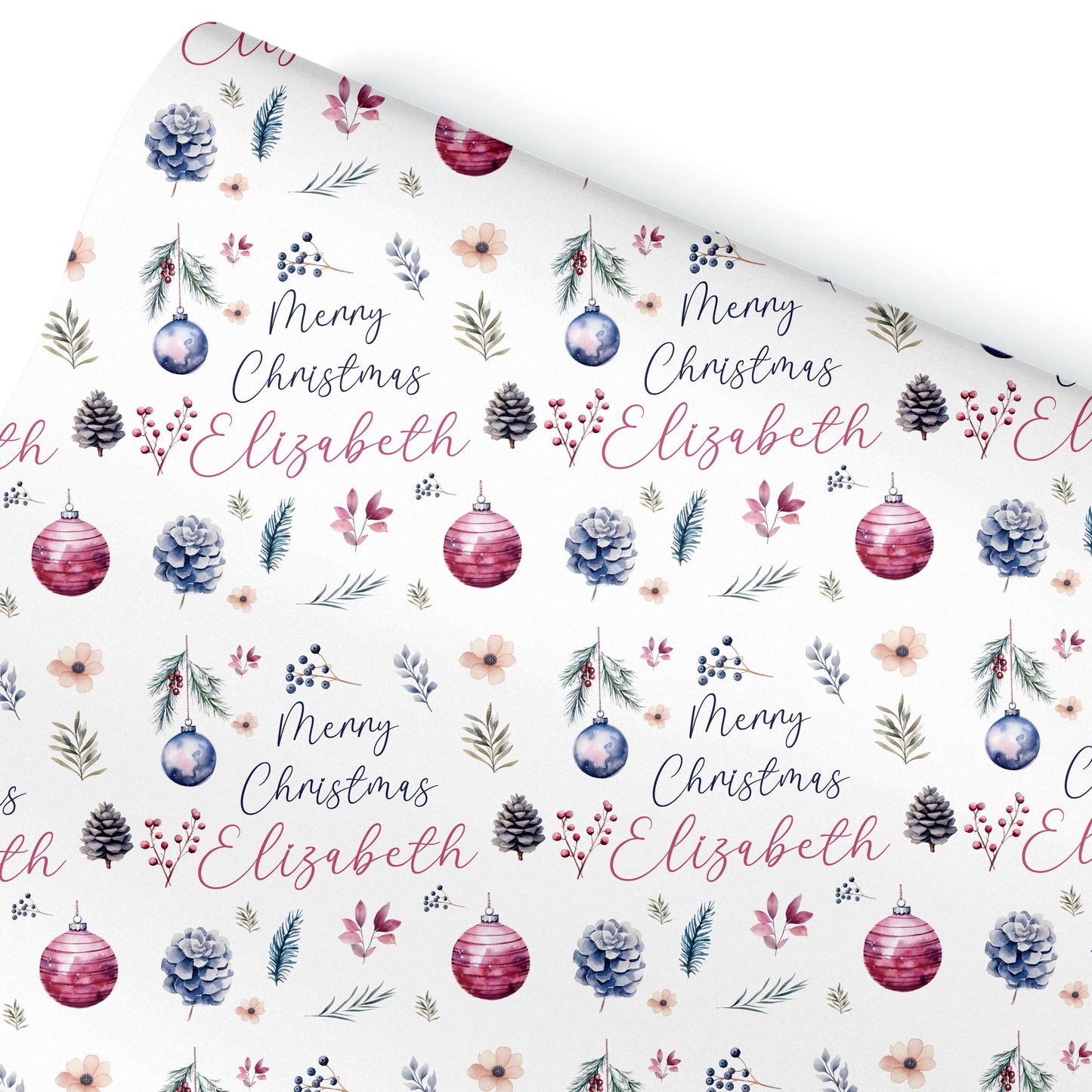 Personalised Gift Wrap For Her | Personalised Christmas Wrapping Paper | Personalised Gift Wrap | Fun Gift Wrap | Baubles Design