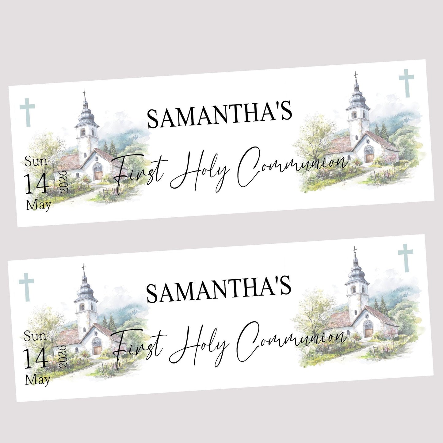 Personalised First Holy Communion Banner, Baptism Confirmation Party Decor