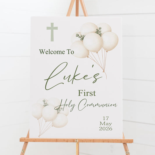 First Holy Communion Welcome Sign Personalised Printed, Custom Baptism & Christening Sign
