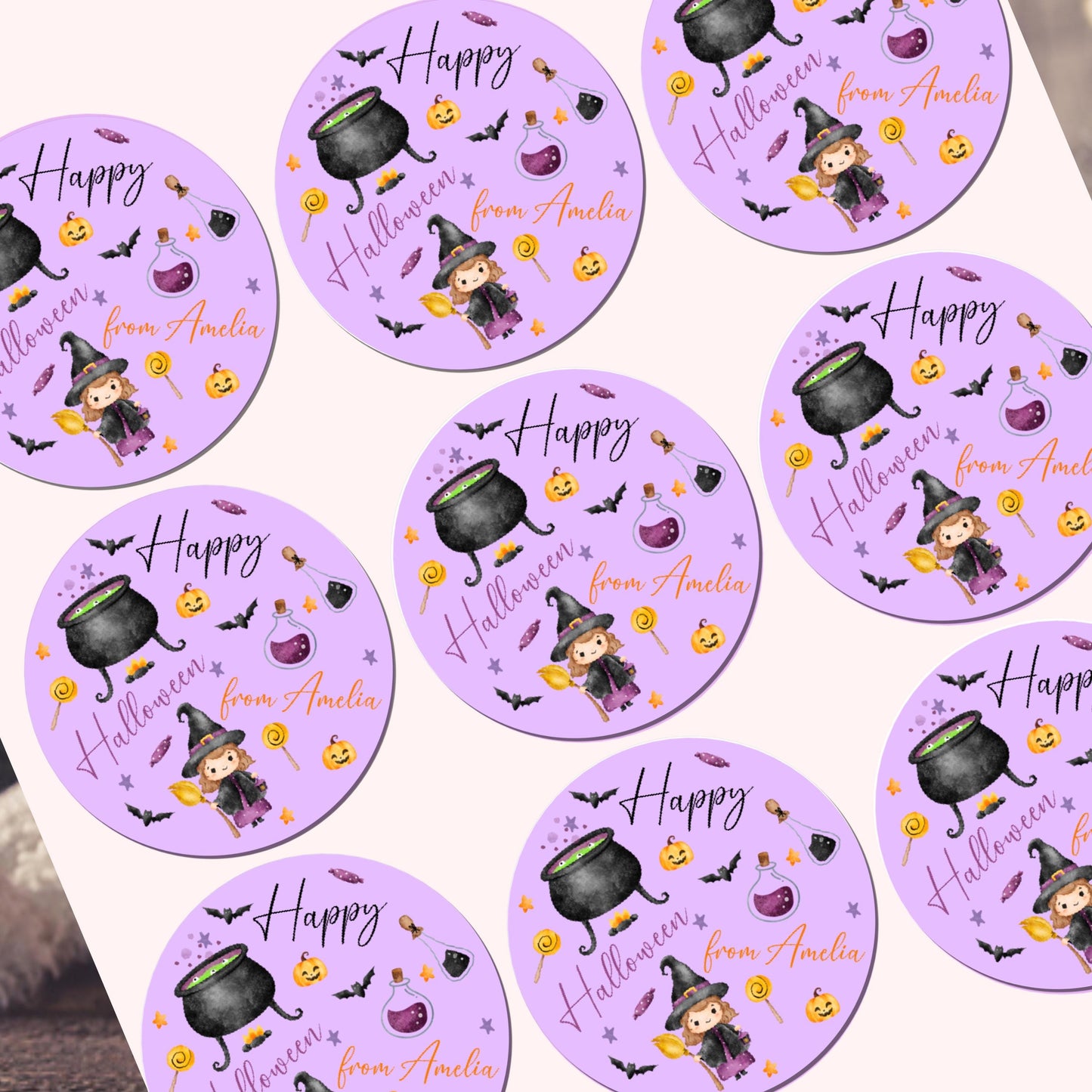Personalised Halloween Stickers Labels  Trick or Witch stickers kids stickers