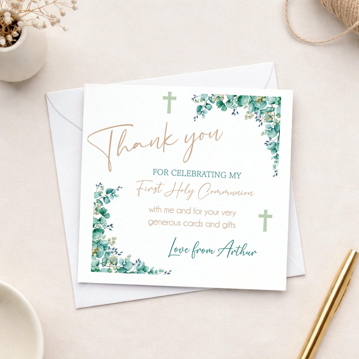 Personalised Thank you communion for gifts cards