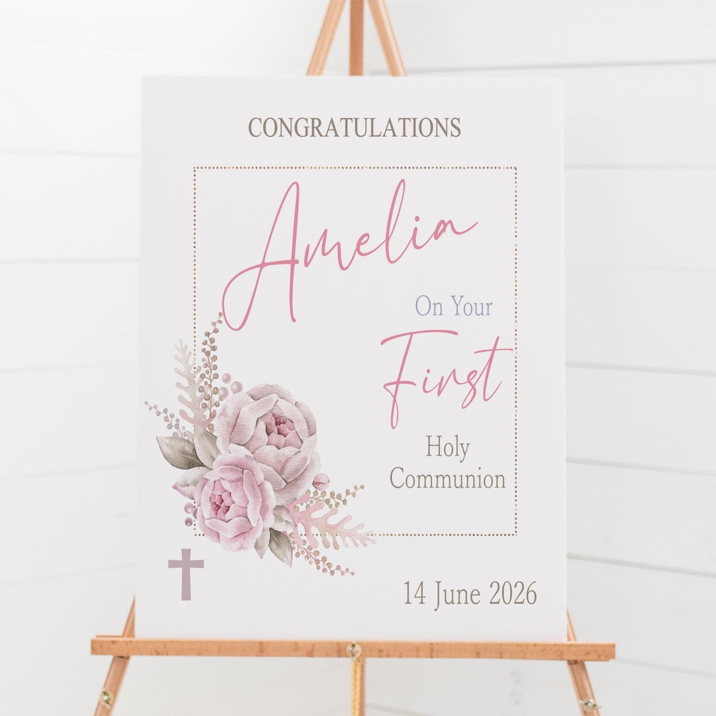 First Holy Communion Welcome Sign Personalised Printed, Custom Baptism & Christening Sign