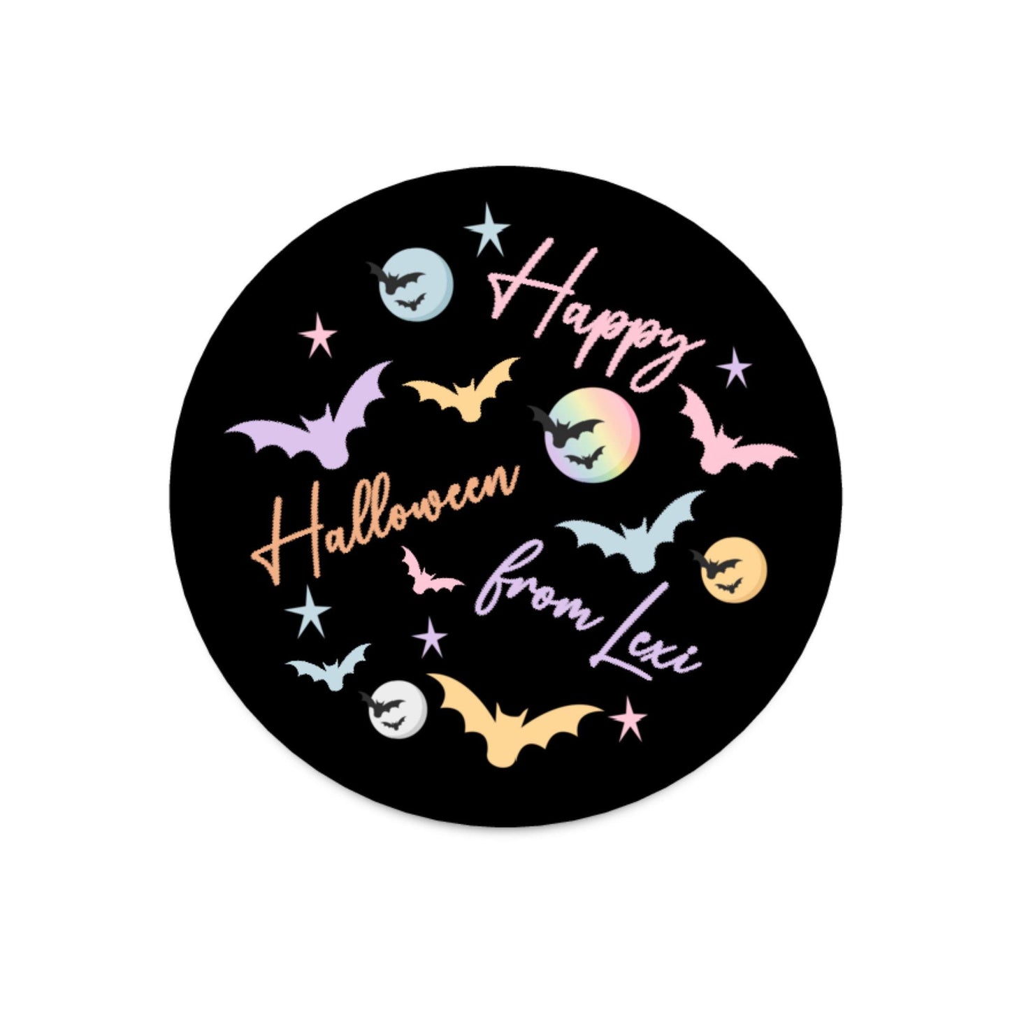 Personalised Halloween Stickers Pastel Labels for Treat Bag Trick or Treat Pastel bat stickers