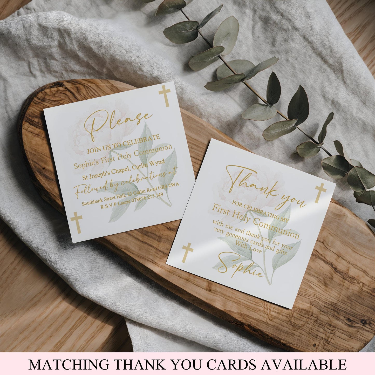 Printed Personalised First Holy Communion Invitations, Baptism or Confirmation Party