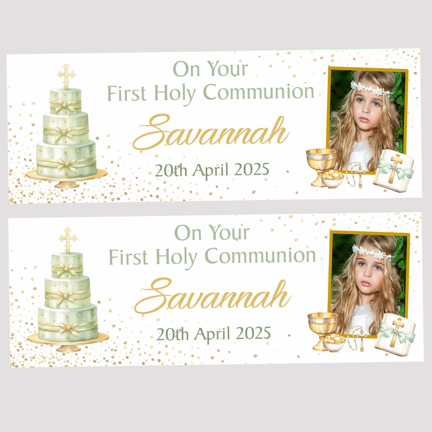 First Holy Communion Personalised Party Banners, Party Decor, Wall Decoration, 1st Communion or Confirmation, Christening