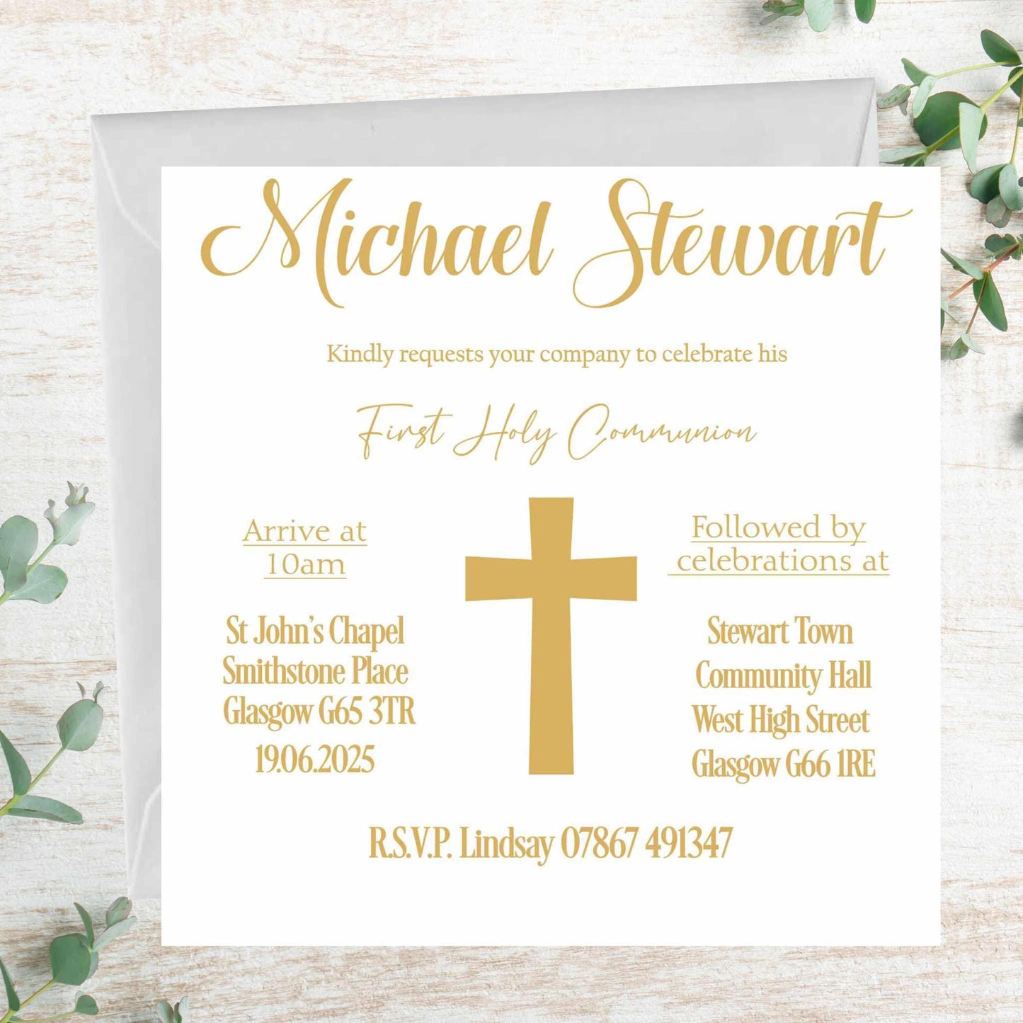 10 Printed Personalised First Holy Communion Invitations, Baptism or Confirmation Party