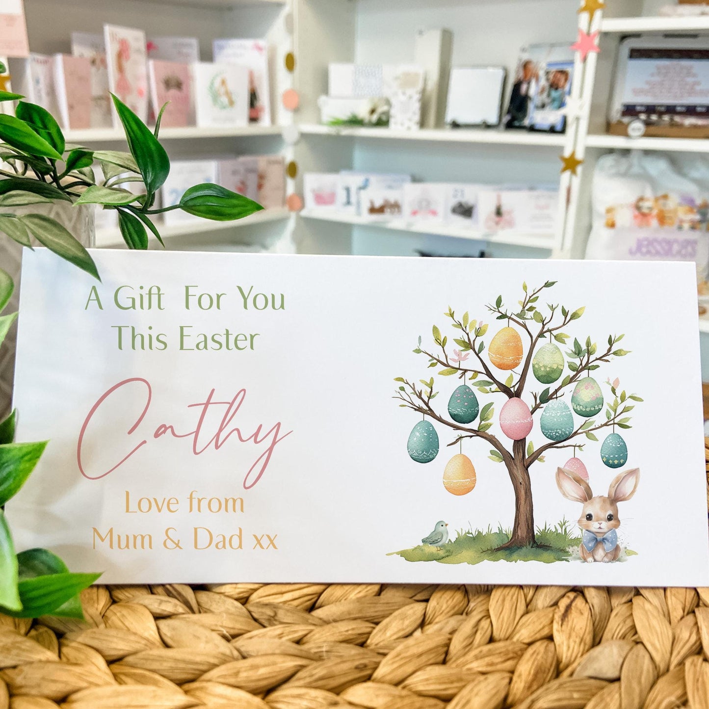 Personalised Easter Card Money Gift Wallet Easter Bunny Daughter Grandson Niece Nephew