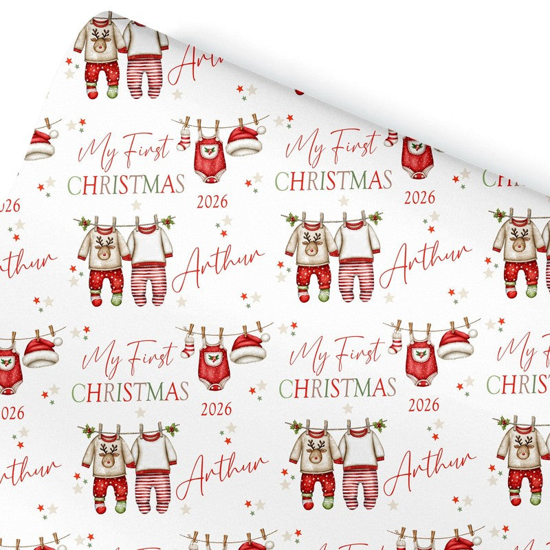First Christmas Wrapping Paper, Baby's 1st Christmas Gift Wrap