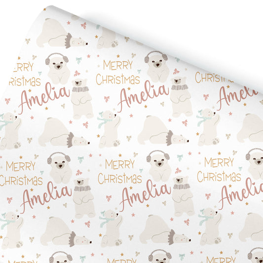 Personalised Gift Wrap | Personalised Christmas Wrapping Paper | Personalised Gift Wrap | Fun Gift Wrap |  Polar Bear