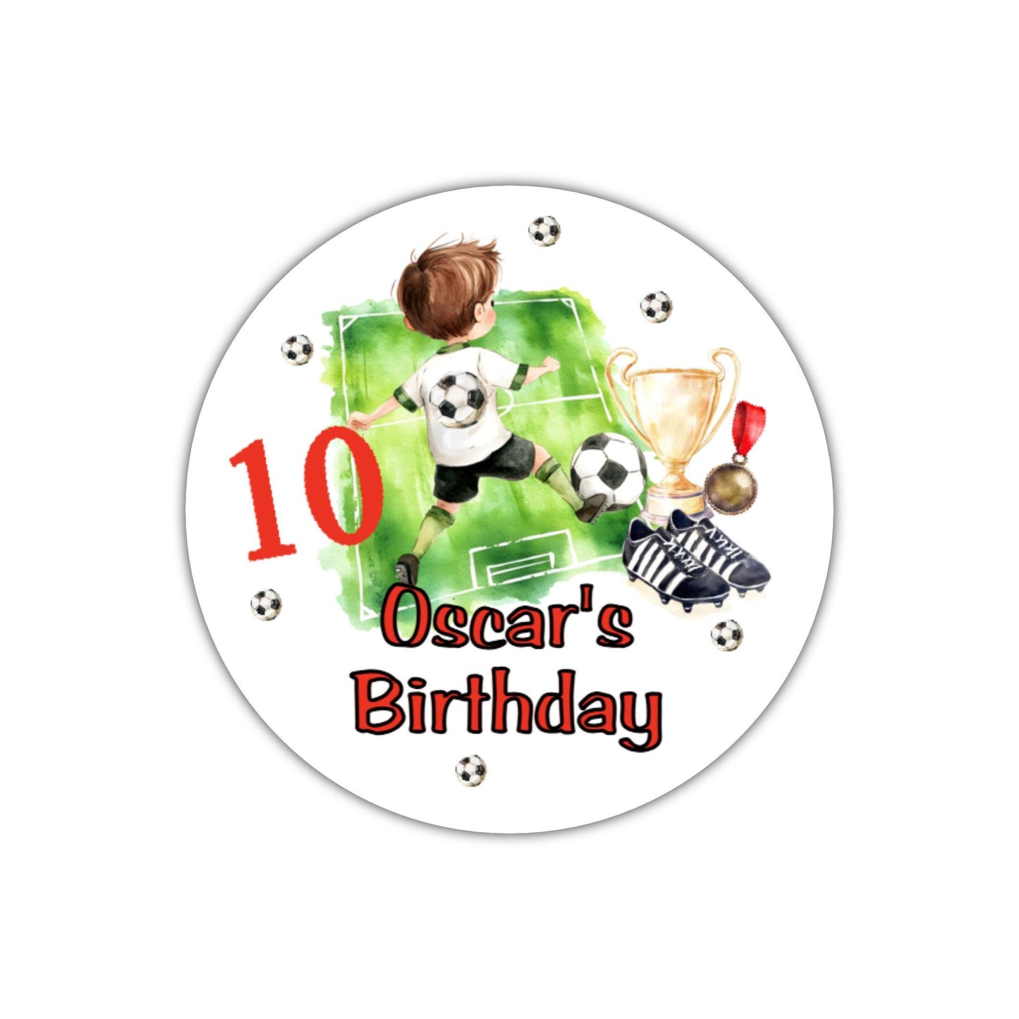 Personalised Football Birthday Stickers for Children's Party Bags